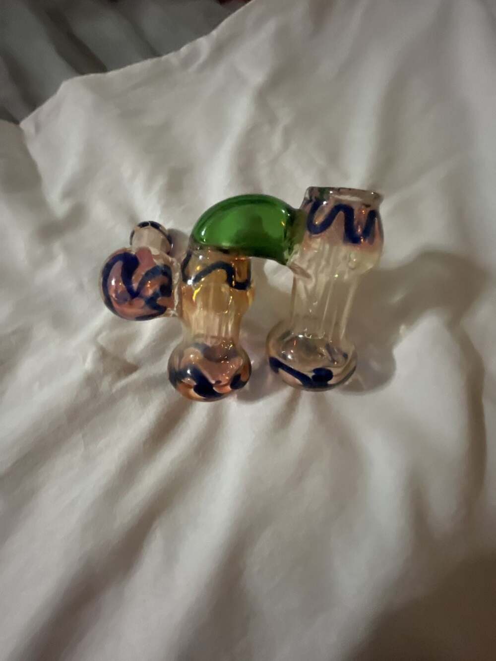 Handmade Glass Piece Double Bowl Color Changing